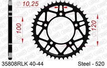 AFAM Zębatka Napędzana Tył MOTO 41 Zębów STALOWA CZARNA 35808RLK-41