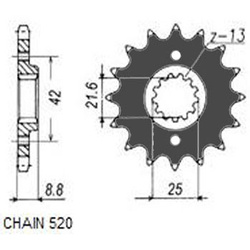 SUNSTAR ZĘBATKA NAPĘDOWA PRZÓD MOTO
