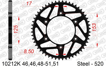 AFAM ZĘBATKA NAPĘDZANA TYŁ MOTO STALOWA CZARNA