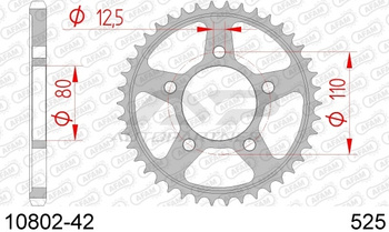 AFAM Zębatka Napędzana Tylna MOTO 10802-42 (42 zęby) Stalowa Ocynkowana Srebrna