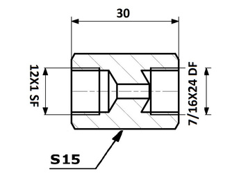 PRZEWODY HAMULCOWE ŁĄCZNIK PRZEWODÓW HAM. WEW. 12X1 SF - WEW. 7/16"X24 DF