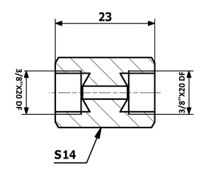 PRZEWODY HAMULCOWE ŁĄCZNIK PRZEWODÓW HAM. WEW. 3/8"X20 DF - WEW. 3/8"X20 DF