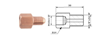 Łącznik przewodów hamulcowych 88-30 wewnętrzny M 10X1 SF + zewnętrzny M 3/8"X24 SF