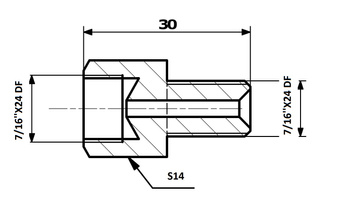 PRZEWODY HAMULCOWE ŁĄCZNIK PRZEWODÓW HAM. WEW. 7/16"X24 DF - ZEW. 7/16"X24 DF