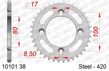 AFAM ZĘBATKA NAPĘDZANA TYŁ MOTO. STALOWA OCYNKOWANA SREBRNA