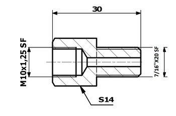 PRZEWODY HAMULCOWE ŁĄCZNIK PRZEWODÓW HAM. WEW. 10X1,25 SF - ZEW. 7/16"X20 SF