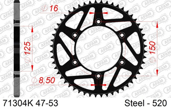 AFAM Zębatka Napędzana Tył 71304K-51 Stalowa Czarna 51 Zębów