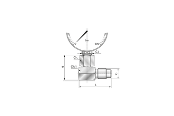 Złączka manometryczna kolankowa 90 obrotowa 1/2" BSP z wolnym przepływem 21120000 - Minipress