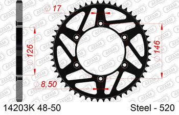 AFAM ZĘBATKA NAPĘDZANA TYŁ MOTO STALOWA CZARNA