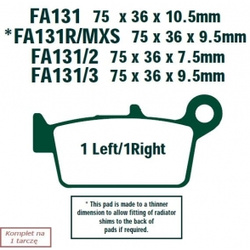 EBC KLOCKI HAMULCOWE MOTO EBCFA131TT HONDA XR 250 (96-04)/ XLR 250 (91-)/ CRM 250 (94-96)/ CR 80 (96-02)