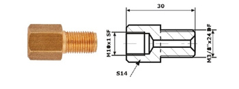 Łącznik Przewodów Hamulcowych Wew. M 10x1 SF + Zew 3/8"x24 DF