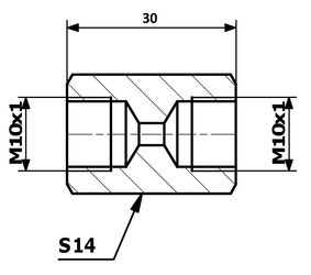 Łącznik przewodów hamulcowych 84-20 Wew. 10x1 SF / L-30 mm