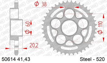 AFAM Zębatka napędzana tył Moto Stalowa Ocynkowana Srebrna 50614-41