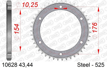 AFAM Zębatka Napędzana Tylna MOTO 10628-43 (43 zęby) Stalowa Ocynkowana Srebrna