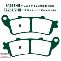 EBC Klocki Hamulcowe Motocyklowe FA261HH EBCFA261HH do HONDA ST 1300 (BEZ ABS) (08-09)/ GL 1800 GOLDWING (01-05)/ CBR 1100 BLACKBIRD (97-98)