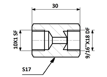 PRZEWODY HAMULCOWE ŁĄCZNIK PRZEWODÓW HAM. WEW. 10X1 SF - WEW. 9/16"X18 DF