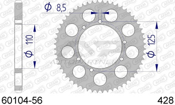 AFAM Zębatka napędzana tył Moto Aluminiowa Anodowana Srebrna 60104-56