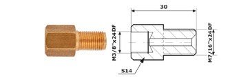 PRZEWODY HAMULCOWE ŁĄCZNIK PRZEWODÓW HAM. WEW. 3/8"X24 DF + ZEW 7/16"X24 DF
