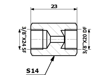 PRZEWODY HAMULCOWE ŁĄCZNIK PRZEWODÓW HAM. WEW. 3/8"X24 SF - WEW. 3/8"X20 DF