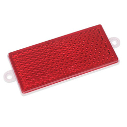 WAŚ ODBLASK PROSTOKĄTNY Z UCHEM CZERWONY 105X48MM, ROZSTAW OTW. 116MM UP105X48UC