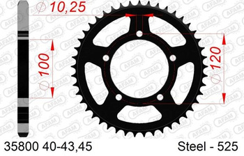 AFAM Zębatka Napędzana Tył MOTO 41 Zębów STALOWA CZARNA 35800-41
