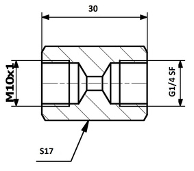 ŁĄCZNIK PRZEWODÓW HAMULCOWYCH 84-26 Wew. 10x1 SF - Wew. G1/4 SF