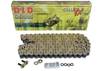 D.I.D ŁAŃCUCH NAPĘDOWY MOTO DID 530 VX X-RING Złoto-Czarny 104 ogniw Otwarty + Ogniwo DID50VXG&B-104