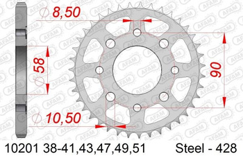 AFAM ZĘBATKA NAPĘDZANA TYŁ MOTO STALOWA OCYNKOWANA SREBRNA