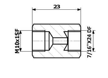 PRZEWODY HAMULCOWE ŁĄCZNIK PRZEWODÓW HAM. WEW. 10X1 SF + WEW. 7/16"X24 DF