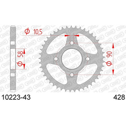 AFAM ZĘBATKA NAPĘDZANA TYŁ MOTO STALOWA OCYNKOWANA SREBRNA