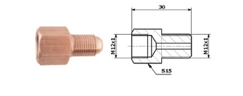Łącznik przewodów hamulcowych 88-1 wewnętrzny M 12X1 SF + zewnętrzny M 12X1 SF