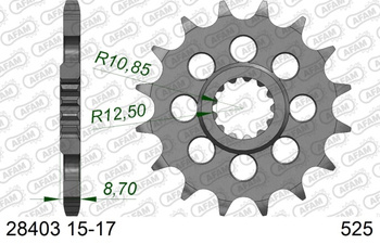 AFAM Zębatka Napędowa Przód MOTO 15 Zębów STALOWA 28403-15