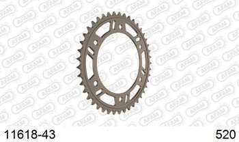 AFAM Zębatka Napędzana Tył MOTO 43 Zębów ALUMINIUM ANODOWANE GUN METAL 11618-43