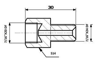 Łącznik Przewodów Hamulcowych Wew. 7/16"x20 DF - Zew. 7/16"x24 DF