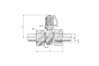 Złącze pomiar. z przyłączem wg DIN 2353 (trójnik) L10 M16x1,5 zat. metal. S11310000C - Minipress