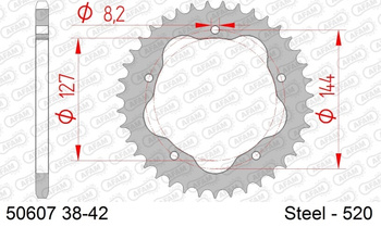 AFAM Zębatka napędzana tył Moto Stalowa Czarna 50607-39
