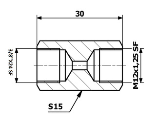 PRZEWODY HAMULCOWE ŁĄCZNIK PRZEWODÓW HAM. WEW. 3/8"X24 SF - WEW. 12X1,25 SF
