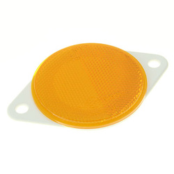 ODBLASK OKRĄGŁY Z UCHEM POMARAŃCZOWY FI 75MM, ROZSTAW OTW. 97MM UO033