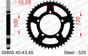 AFAM Zębatka Napędzana Tył MOTO 45 Zębów STALOWA CZARNA 35800-45