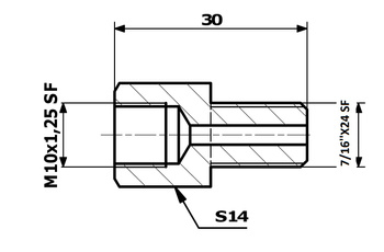 PRZEWODY HAMULCOWE ŁĄCZNIK PRZEWODÓW HAM. WEW. 10X1,25 SF - ZEW. 7/16"X24 SF
