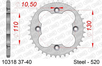 AFAM Zębatka napędzana tył, stalowa ocynkowana srebrna 10318-37
