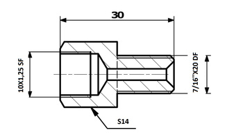 PRZEWODY HAMULCOWE ŁĄCZNIK PRZEWODÓW HAM. WEW. 10X1,25 SF - ZEW. 7/16"X20 DF